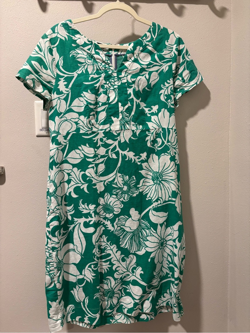 Talbots Green and White Floral Shift Dress